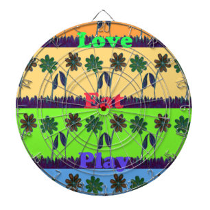 Schöne bunte Eat Love Play Text Florale Pop Art Dartscheibe