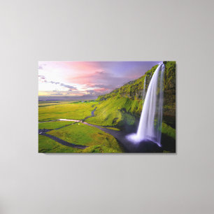 Schöne bunte hellgrüne Wasserfallwandkunst Leinwanddruck