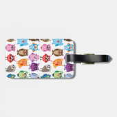 Schöne bunte kundenspezifische Eule Gepäckanhänger (Rückseite horizontal)