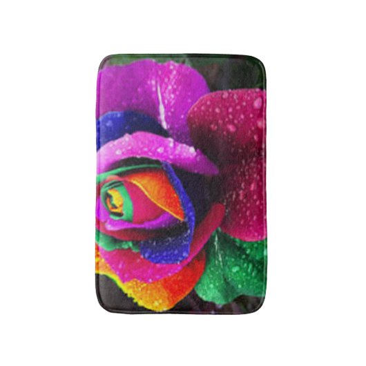 Schöne bunte Regenbogen-Rose Badematte (Vorderseite Vertikal)