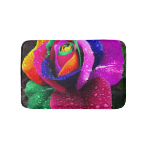 Schöne bunte Regenbogen-Rose Badematte