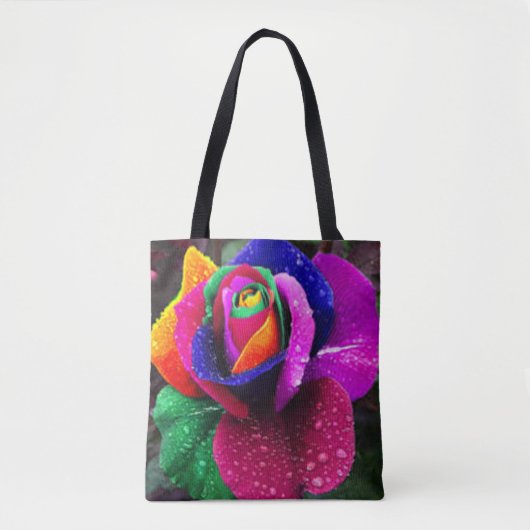 Schöne bunte Regenbogen-Rose Tasche (Vorderseite)