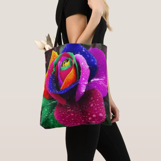 Schöne bunte Regenbogen-Rose Tasche (Von Nahem)