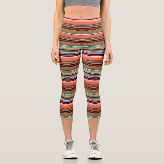 Schöne, bunte Streifen Capri Leggings (Vorderseite)