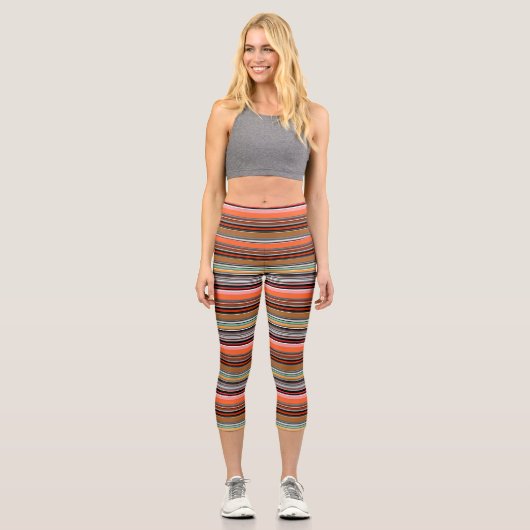 Schöne, bunte Streifen Capri Leggings (Vorderseite)