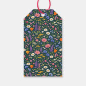 Schöne bunte Wildblumen auf dunklem Türkis Geschenkanhänger (Rückseite)