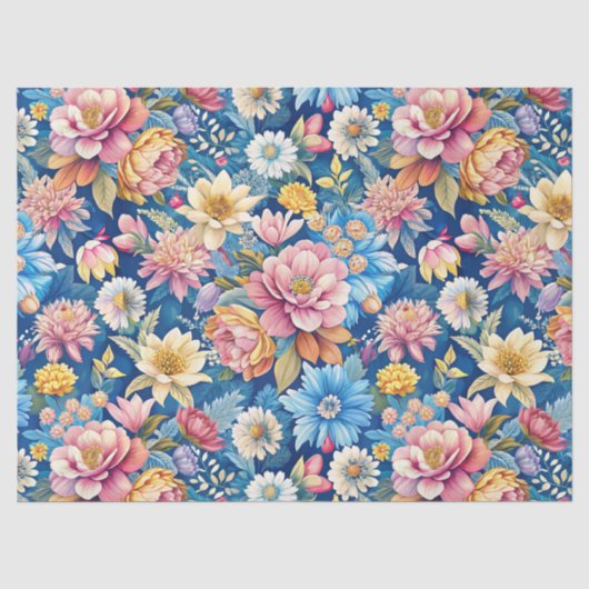 Schöne Bunte Wildblumen Muster Decoupage Seidenpapier (Vorderseite)