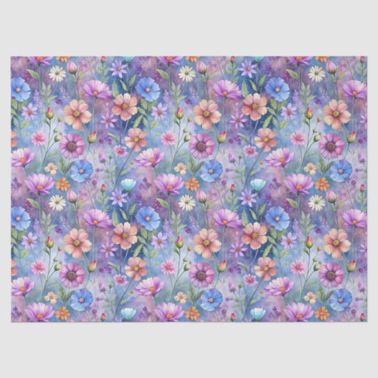 Schöne Bunte Wildblumen Muster Decoupage Seidenpapier (Vorderseite)