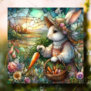 Schöne Buntglas-Osterhase mit Ernte-Ostern Feiertagskarte