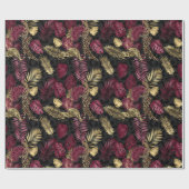 Schöne Burgund und Gold Safari Geschenkpapier (Flach)