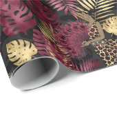 Schöne Burgund und Gold Safari Geschenkpapier (Rolleneckpunkt)