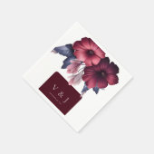 Schöne Burgundy Blush Pink Magnolia Wedding Serviette (Ecke)