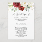 Schöne Burgundy Red White Floral Wedding Programm (Vorderseite)