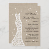 Schöne Burlap Winter Bridal Dusche Einladung (Vorne/Hinten)