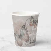Schöne Butterfly-Brautparty-Papiertasse Pappbecher (Vorderseite)