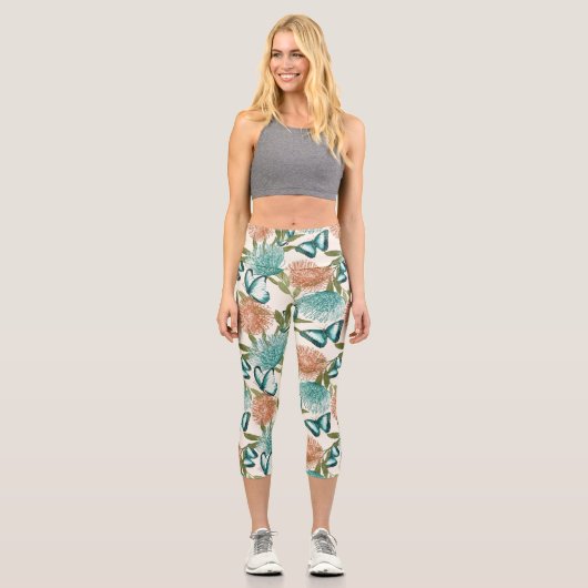 Schöne Butterfly-Druckbrennerei Capri Leggings (Vorderseite)
