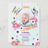 Schöne Butterfly Geburtstag Einladung mit Foto (Vorderseite)