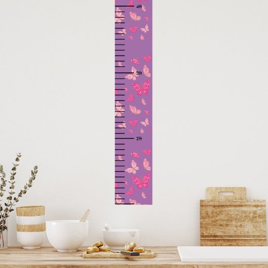 Schöne Butterfly Girls Growth Chart Poster (Küche)