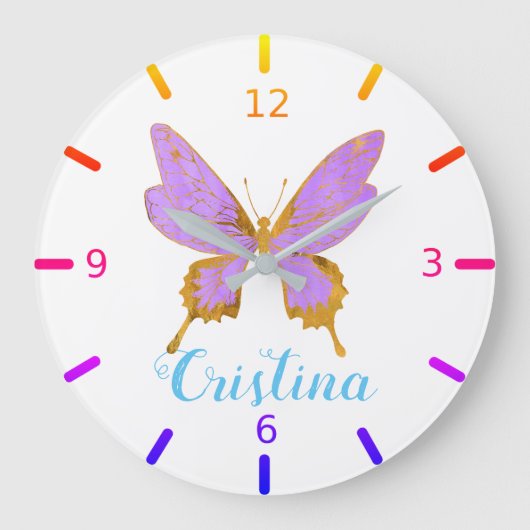Schöne Butterfly Große Wanduhr (Vorderseite)