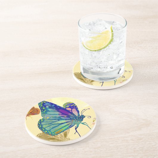 Schöne Butterfly Keramik Sandstone Untersetzer (Seite)