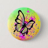 Schöne Butterfly Paint Rainbow Splash Fun Button (Vorderseite)