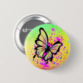 Schöne Butterfly Paint Rainbow Splash Fun Button (Vorne & Hinten)