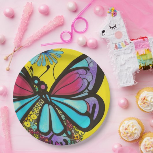 Schöne Butterfly Pappteller (Party)