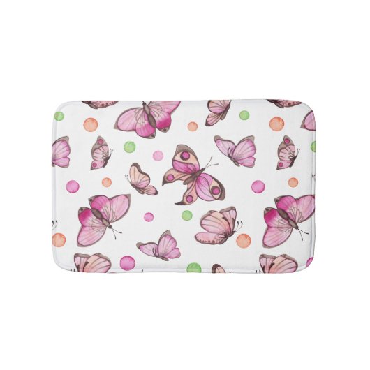 Schöne Butterfly & Polka Dots Badematte (Vorderseite)