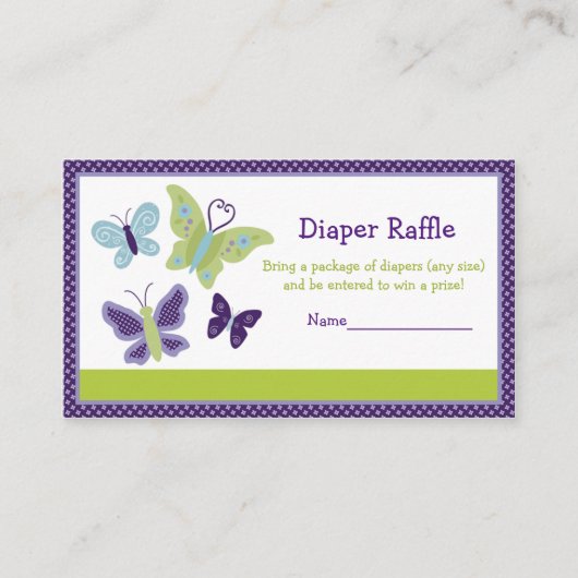 Schöne Butterfly-Schmetterling-Windeln-Raffelkarte Begleitkarte (Vorderseite)