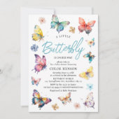 Schöne Butterfly Wassercolor Girl Babydusche Einladung (Vorderseite)
