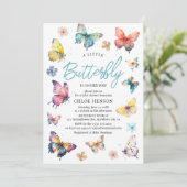 Schöne Butterfly Wassercolor Girl Babydusche Einladung (Stehend Vorderseite)