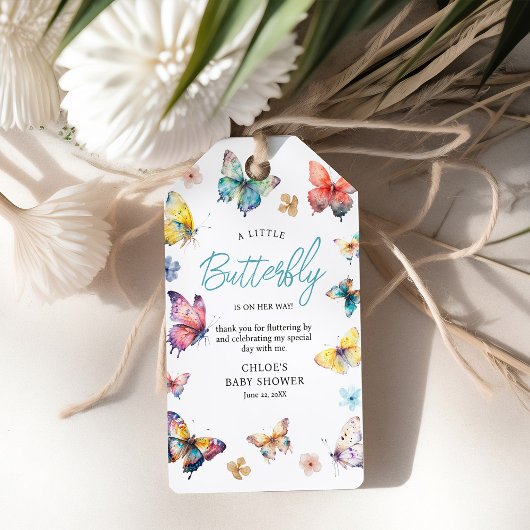 Schöne Butterfly Wassercolor Girl Babydusche Geschenkanhänger