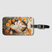 Schöne Calico Katze mit marigold Blume Gepäckanhänger (Vorderseite (Horizontal))