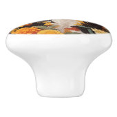 Schöne Calico Katze mit marigold Blume Keramikknauf (Seitenansicht)