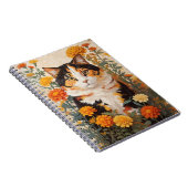 Schöne Calico Katze mit marigold Blume Notizblock (Rechte Seite)