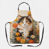 Schöne Calico Katze mit marigold Blume Schürze (Vorderseite)