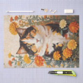 Schöne Calico Katze mit marigold Blume Seidenpapier (Handwerk)