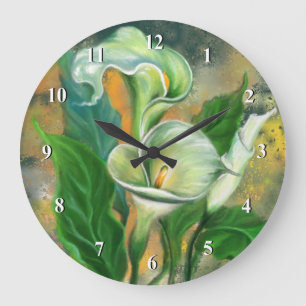 Schöne Calla Lily Blume Wall Clock - Malerei Große Wanduhr