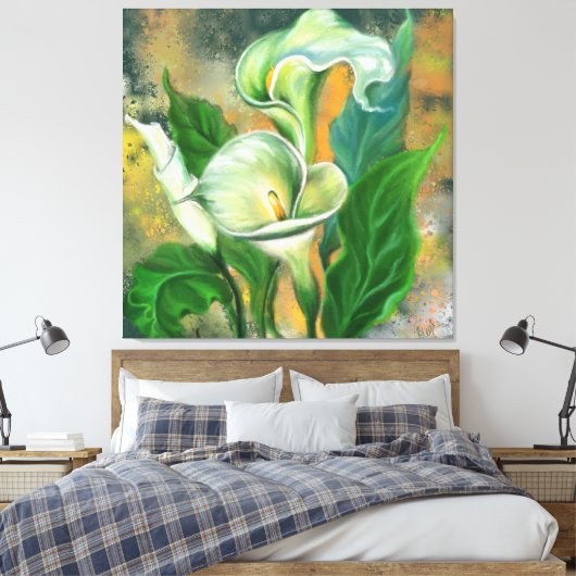 Schöne Calla Lily Canvas Print Leinwanddruck (Insitu (Schlafzimmer))