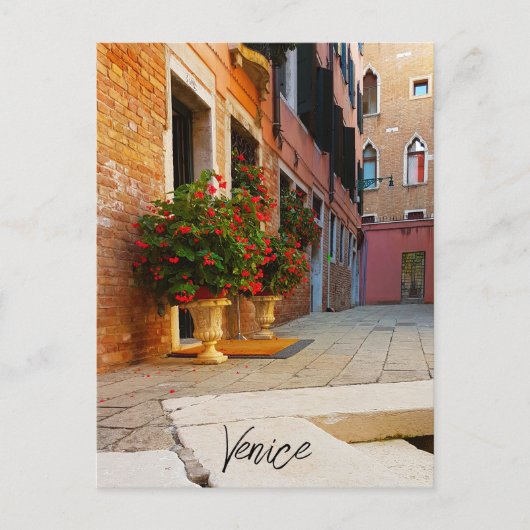 Schöne Canale Grande in den roten Blume von Venedi Postkarte (Vorderseite)