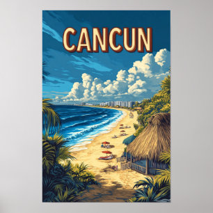 Schöne Cancun Strand Mexiko Illustration Reise Poster
