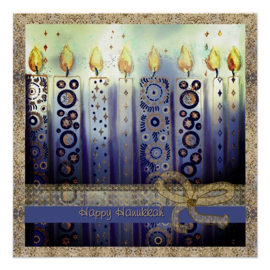 Schöne Candles Happy Hanukkah Square Poster (Vorderseite)