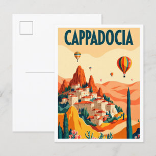 Schöne Cappadocia Türkei Illustration Reise Postkarte
