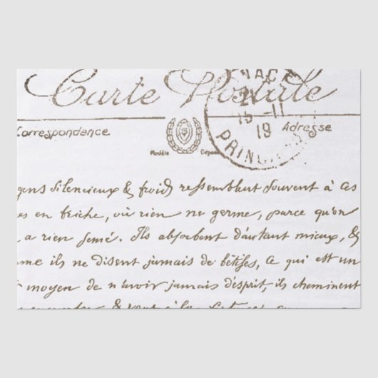 Schöne Carte Postale French Script Tissue Papier (Vorderseite)