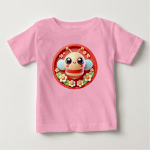 Schöne Cartoon-Beete mit Blume dekoriert Baby T-shirt