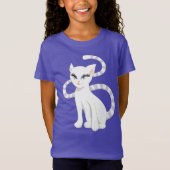 Schöne Cartoon-Weiß-Katze T-Shirt (Vorderseite)