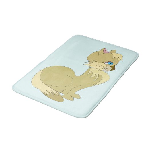 Schöne Cat Bath Mat Badematte (Schrägansicht)