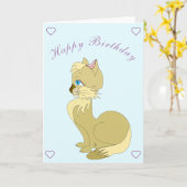 Schöne Cat Birthday Card Karte (Gelbe Blume)