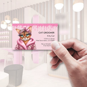 Schöne Cat Groomer Sitter Pink Glitzer Drift Visitenkarte