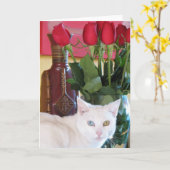 Schöne Cat Grußkarte! Karte (Gelbe Blume)